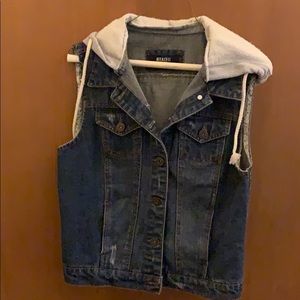 Denim Vest with Hoodie